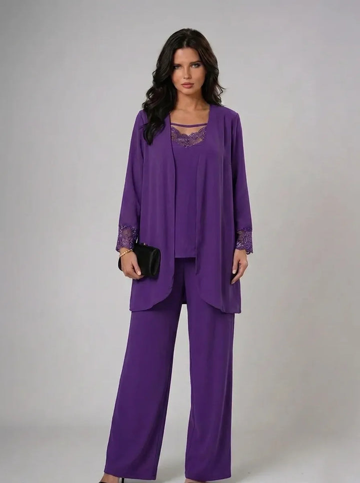Iva | Elegante conjunto de tres piezas para mujer con escote redondo y mangas largas