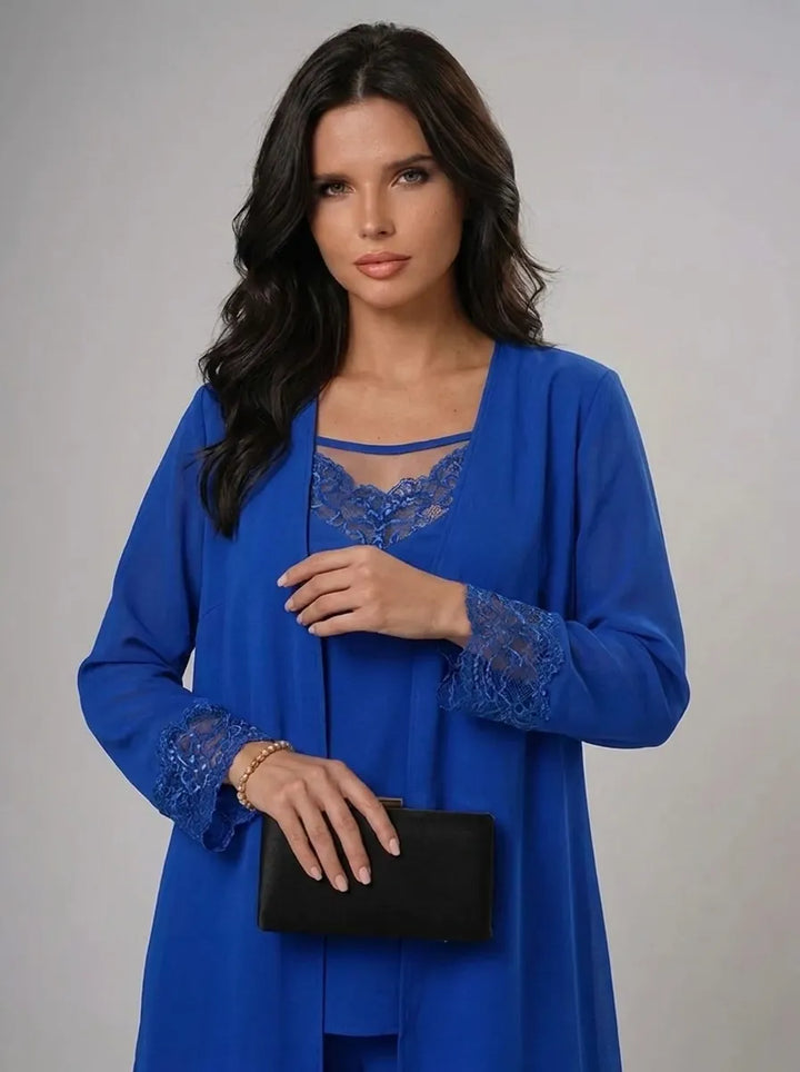 Iva | Elegante conjunto de tres piezas para mujer con escote redondo y mangas largas