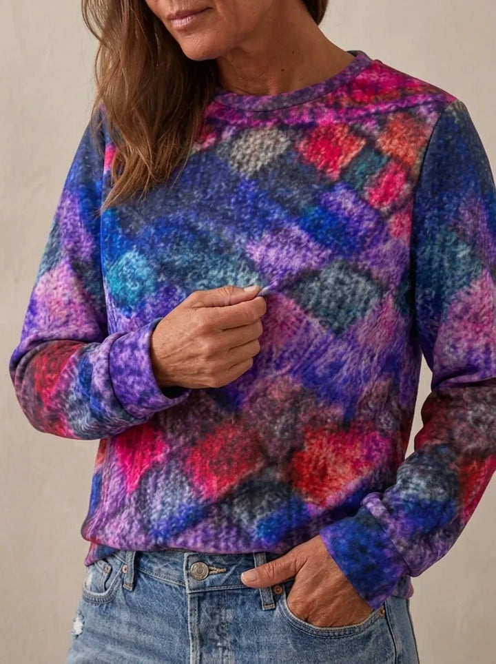 Jessi | Kuscheliger, locker sitzender Pullover für Damen mit Rautenmuster