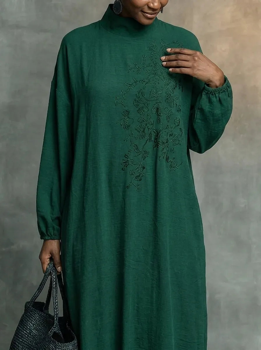 Anisha Premium Maxikleid für Damen mit Rollkragen und langen Ärmeln
