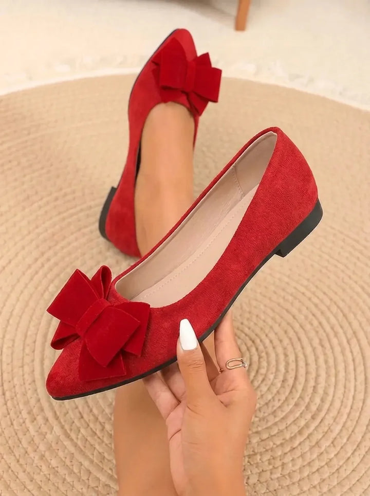 Schicke Damen-Bow-Schuhe mit stylischen dicken Absätzen