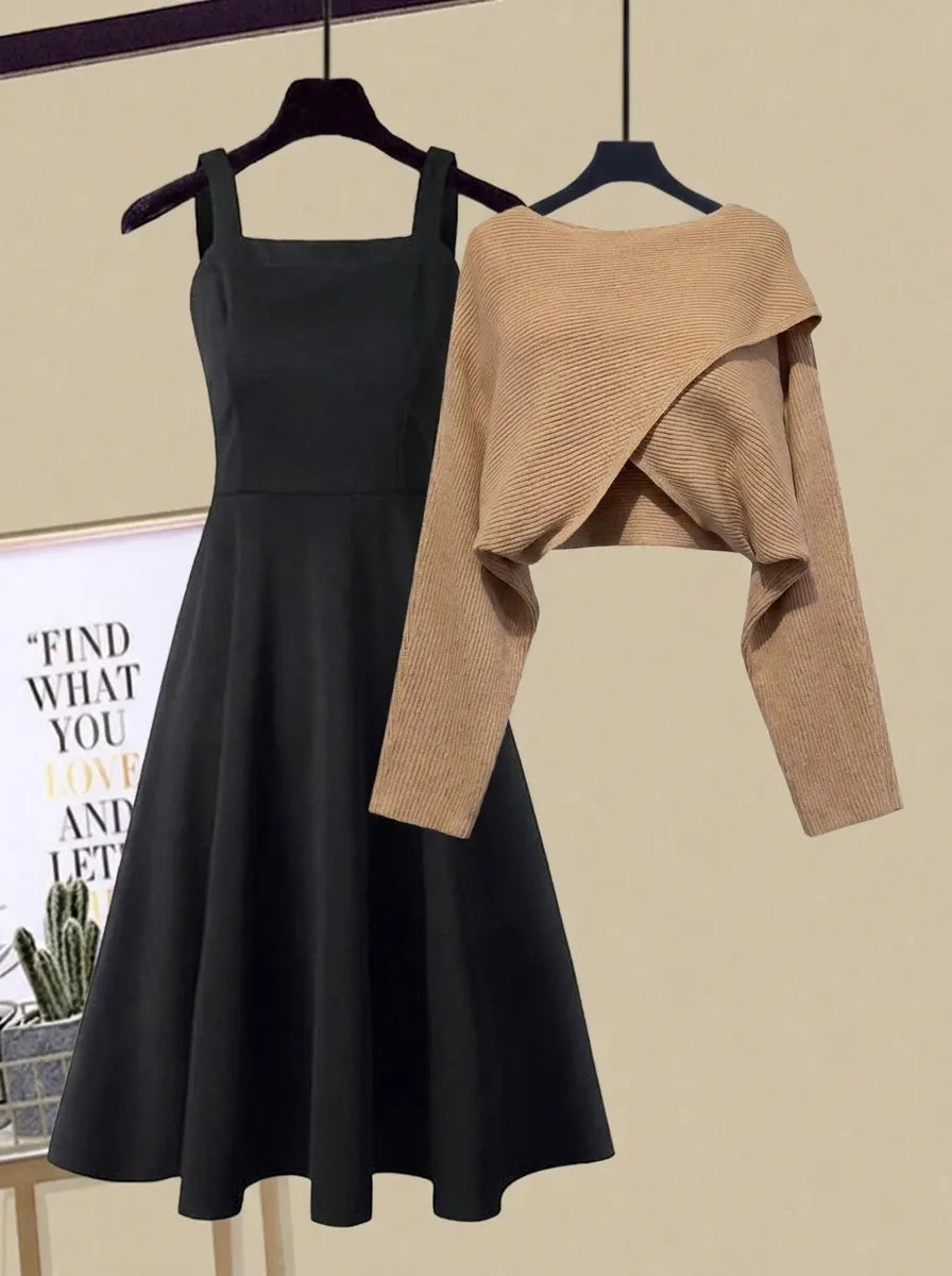 Enrica | Conjunto elegante de vestido de punto para mujer con cuello redondo