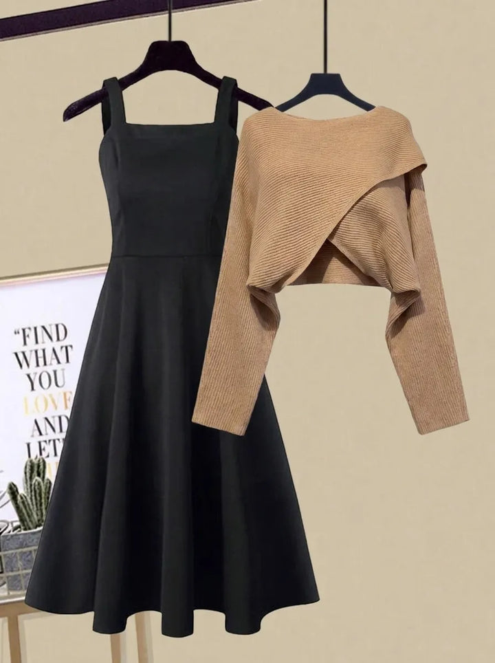 Enrica | Conjunto elegante de vestido de punto para mujer con cuello redondo