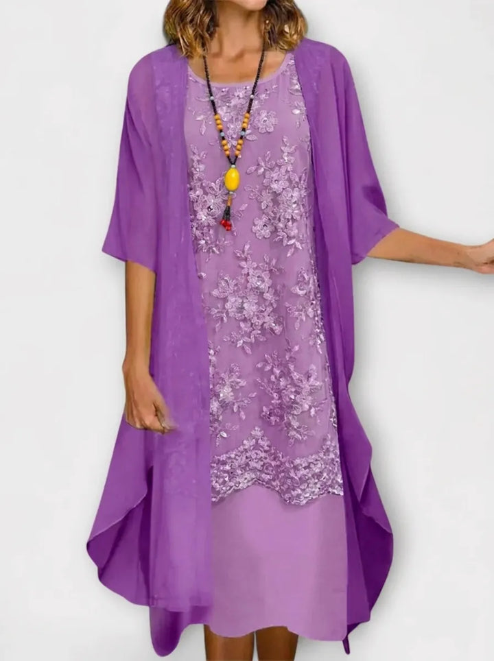 Penny | Elegantes Kleid für Damen mit Rundhalsausschnitt und kurzen Ärmeln