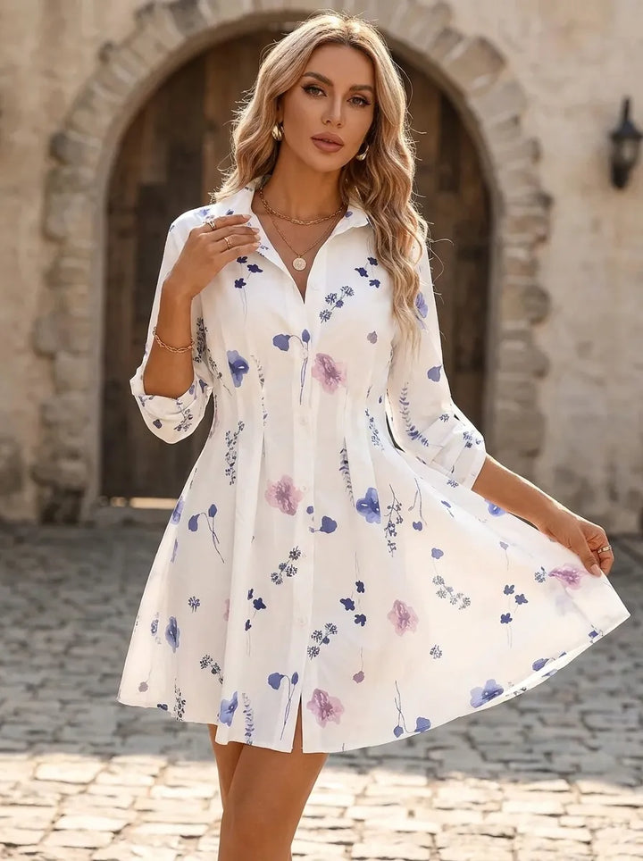 Maya | Elegante abito floreale da donna con maniche corte
