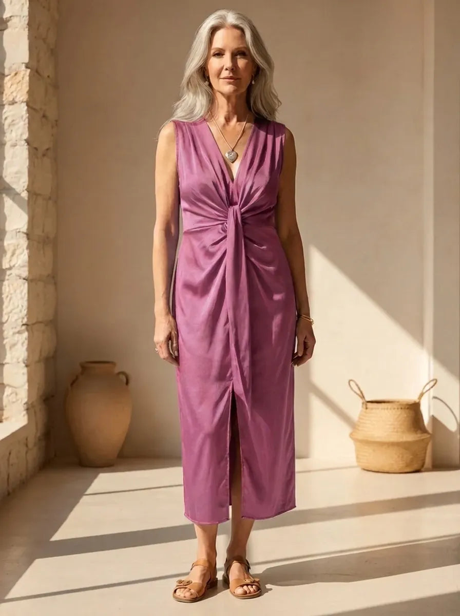 Isabelle | Maxi-Kleid für Damen mit Leoparden-Print und V-Ausschnitt