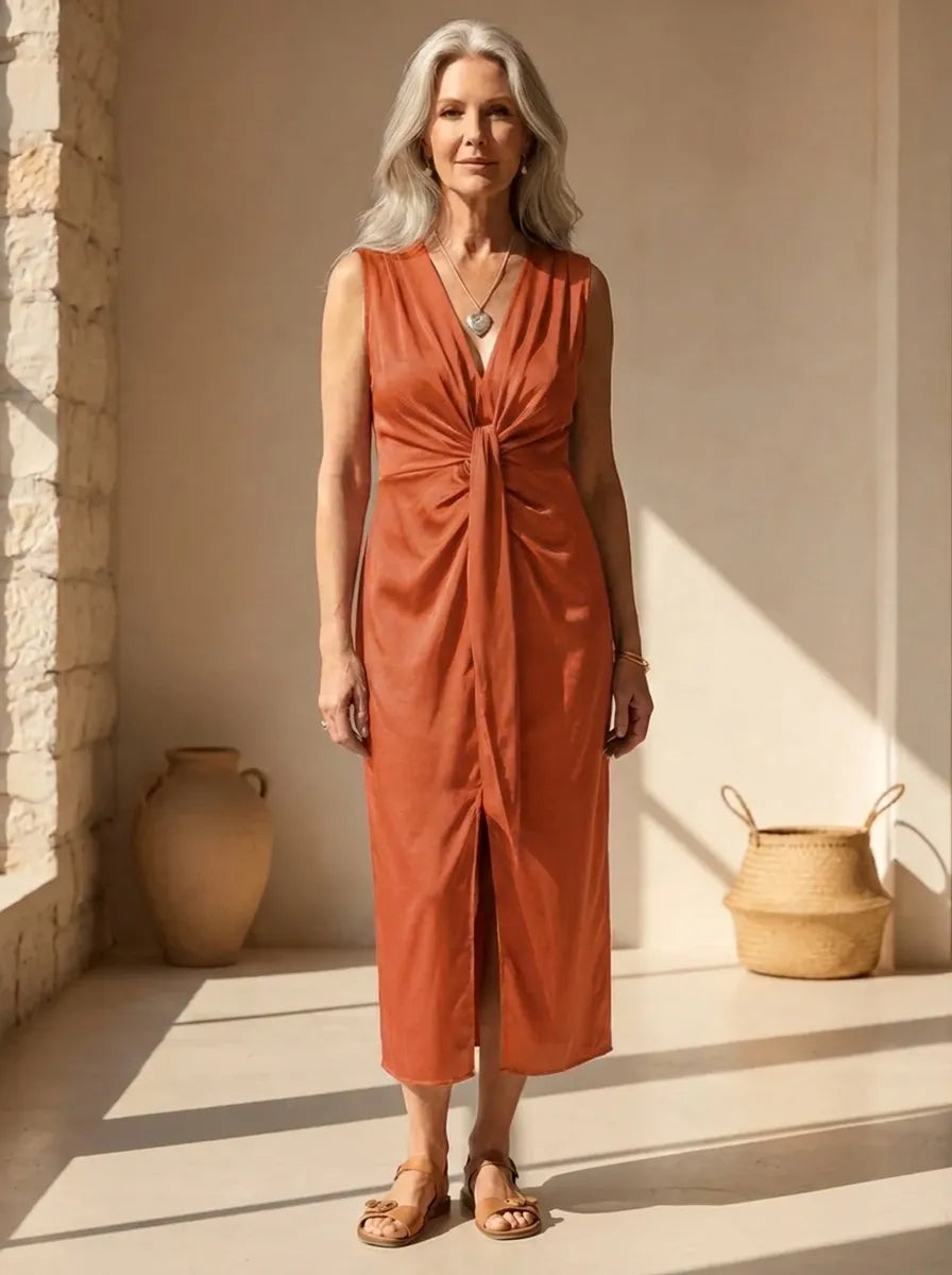 Isabelle | Maxi-Kleid für Damen mit Leoparden-Print und V-Ausschnitt