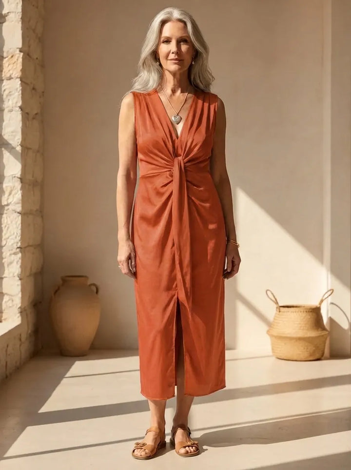 Isabelle | Maxi-Kleid für Damen mit Leoparden-Print und V-Ausschnitt