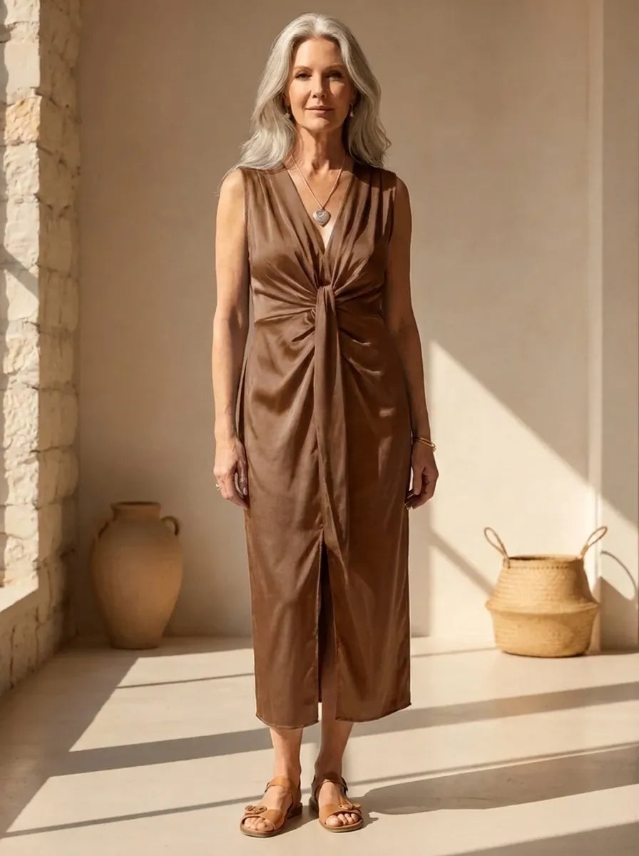 Isabelle | Maxi-Kleid für Damen mit Leoparden-Print und V-Ausschnitt