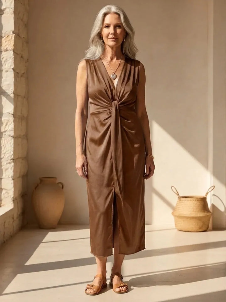 Isabelle | Maxi-Kleid für Damen mit Leoparden-Print und V-Ausschnitt