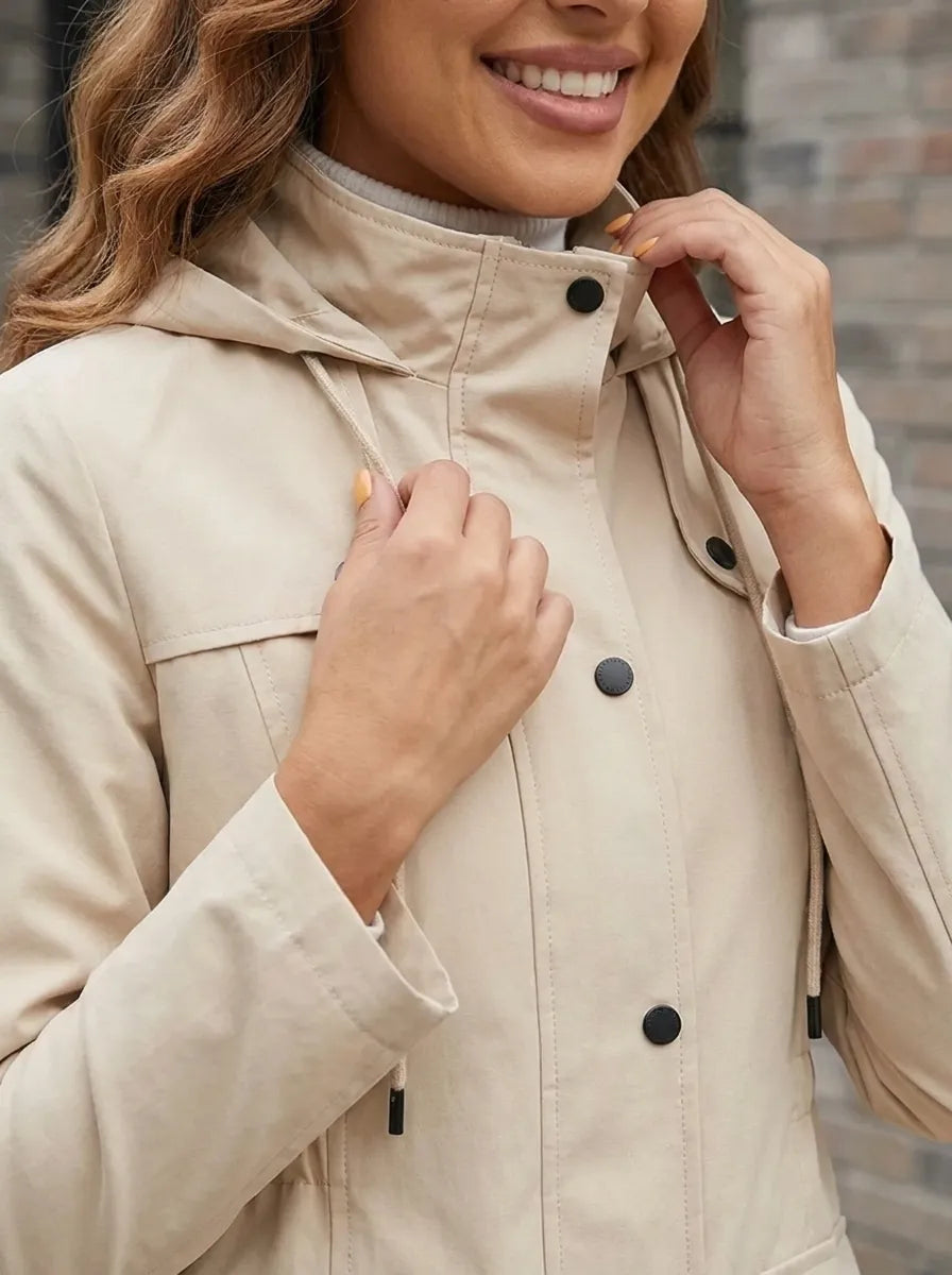 Francesca | Herbst Parkas für Damen mit Kapuze und langen Ärmeln