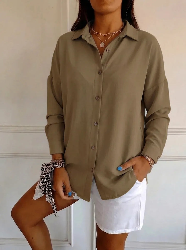 Saskia | Elegantes Damen-Shirt mit V-Ausschnitt und langen Ärmeln