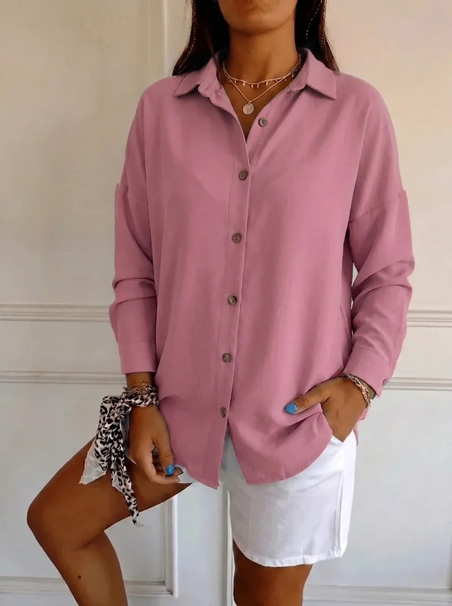 Saskia | Elegantes Damen-Shirt mit V-Ausschnitt und langen Ärmeln