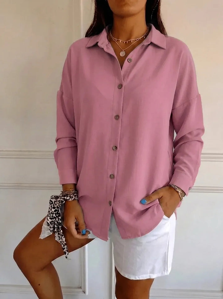 Saskia | Elegantes Damen-Shirt mit V-Ausschnitt und langen Ärmeln