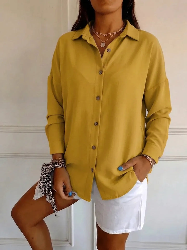 Saskia | Elegantes Damen-Shirt mit V-Ausschnitt und langen Ärmeln