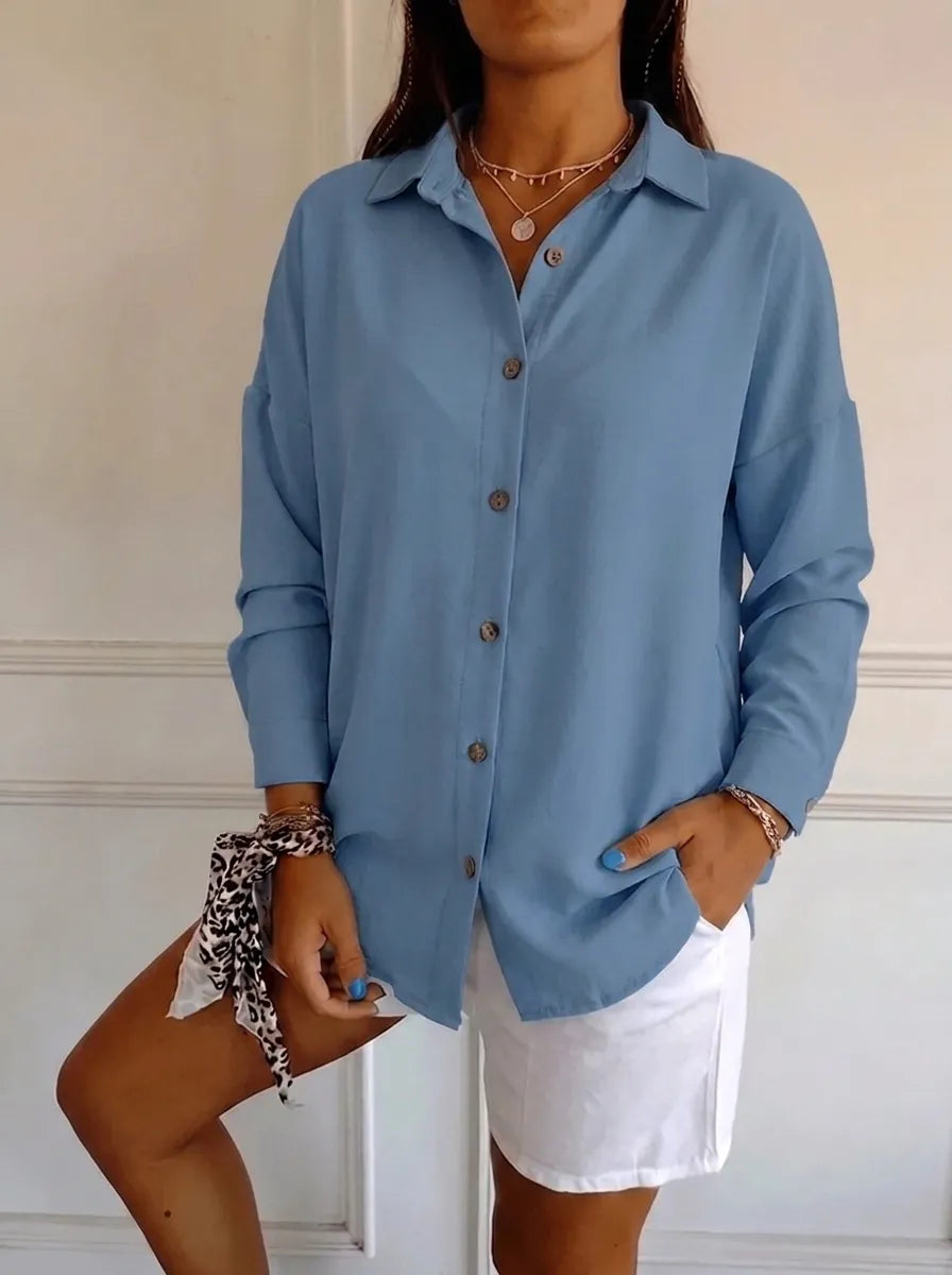 Saskia | Elegantes Damen-Shirt mit V-Ausschnitt und langen Ärmeln