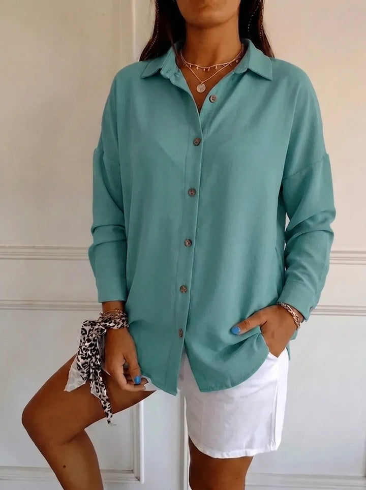 Saskia | Elegantes Damen-Shirt mit V-Ausschnitt und langen Ärmeln