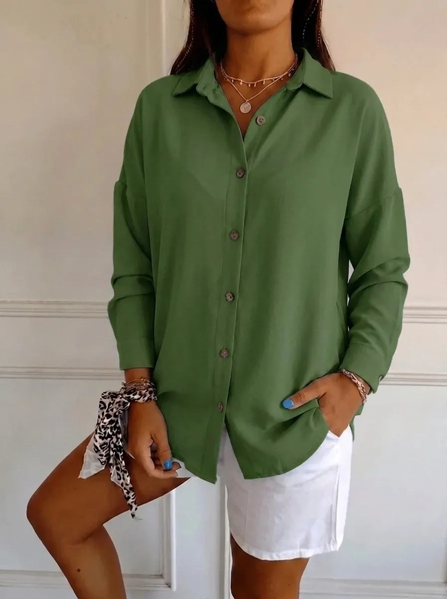 Saskia | Elegantes Damen-Shirt mit V-Ausschnitt und langen Ärmeln
