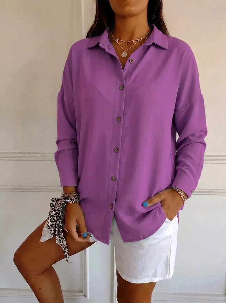 Saskia | Elegantes Damen-Shirt mit V-Ausschnitt und langen Ärmeln