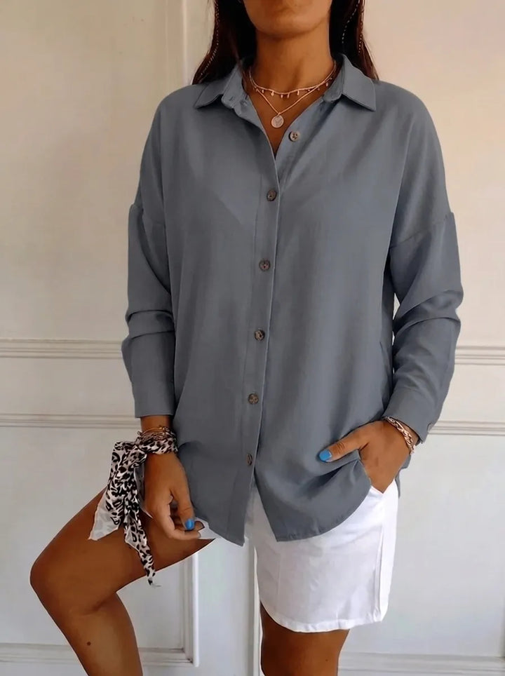 Saskia | Elegantes Damen-Shirt mit V-Ausschnitt und langen Ärmeln