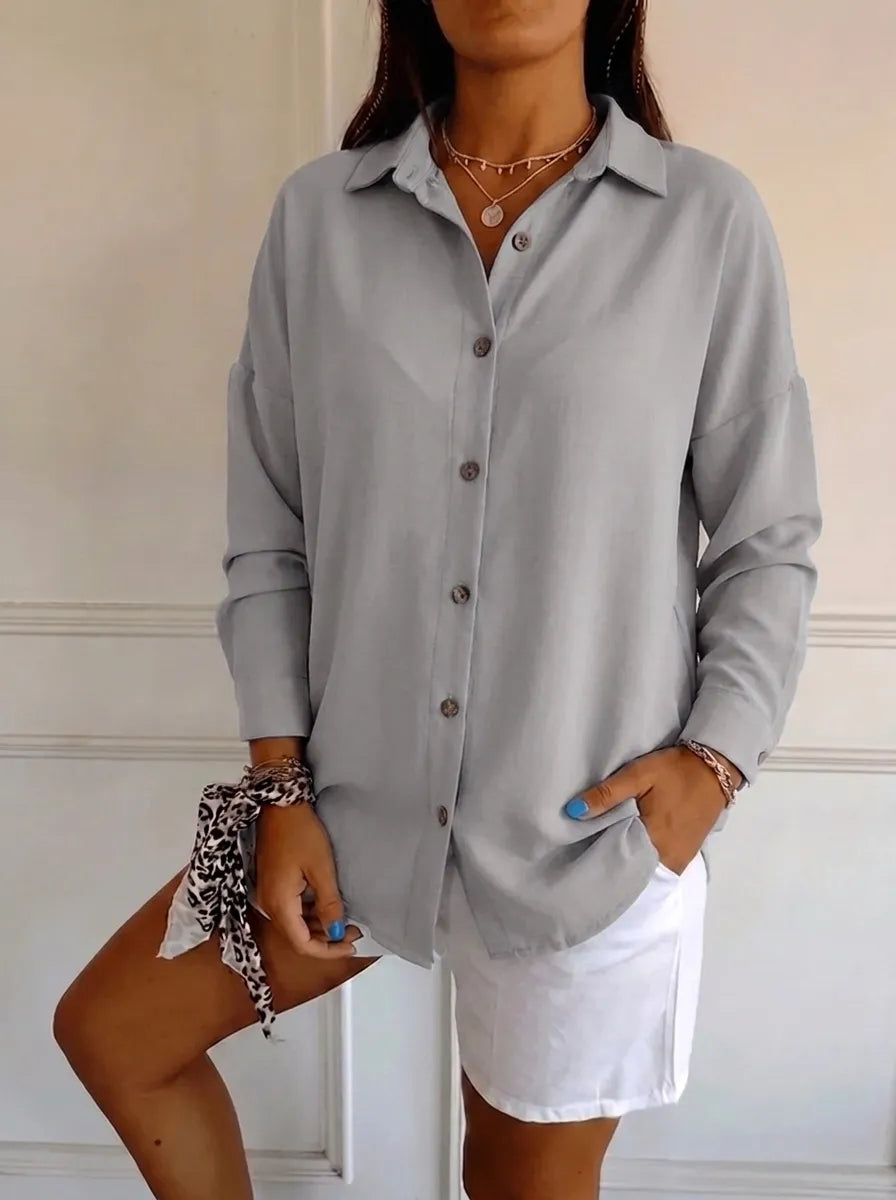 Saskia | Elegantes Damen-Shirt mit V-Ausschnitt und langen Ärmeln