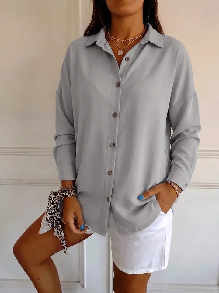 Saskia | Elegantes Damen-Shirt mit V-Ausschnitt und langen Ärmeln