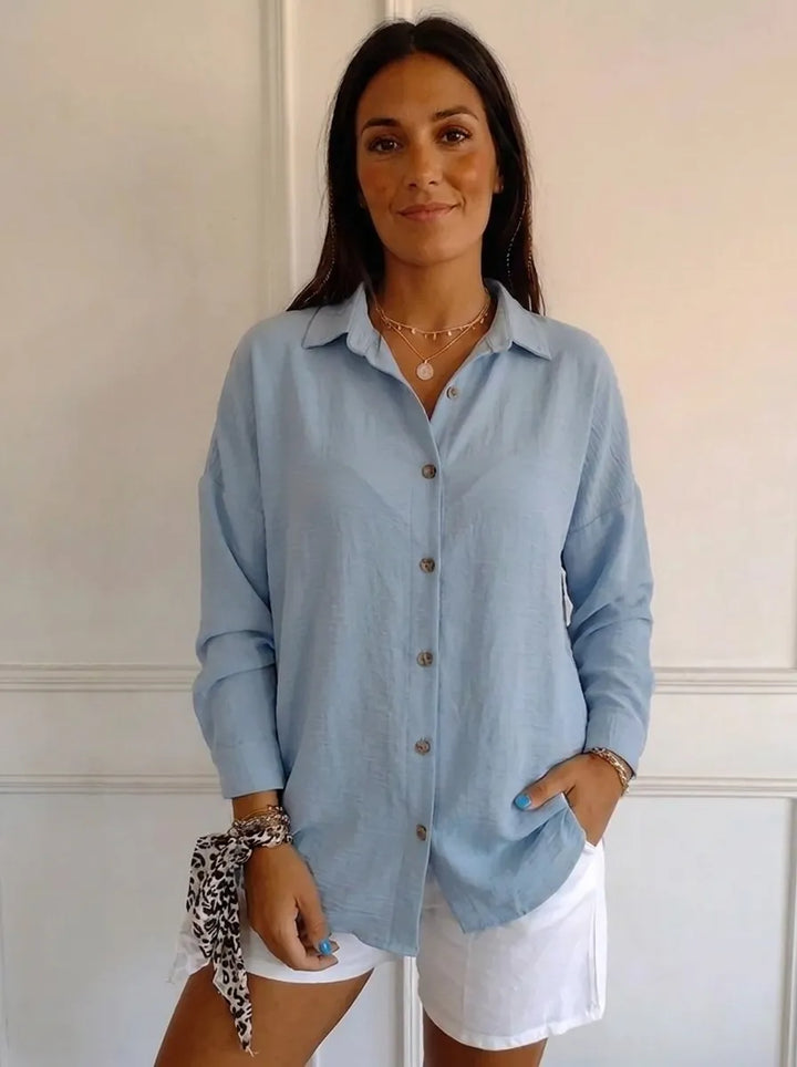 Saskia | Elegantes Damen-Shirt mit V-Ausschnitt und langen Ärmeln