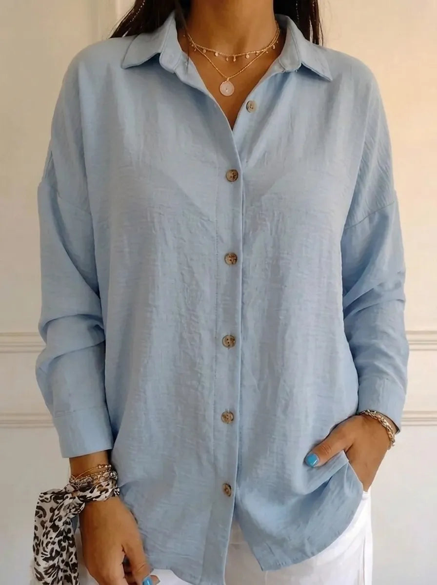 Saskia | Elegantes Damen-Shirt mit V-Ausschnitt und langen Ärmeln