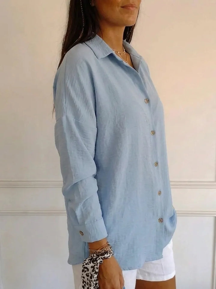 Saskia | Elegantes Damen-Shirt mit V-Ausschnitt und langen Ärmeln