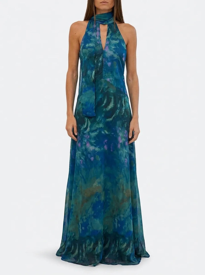 Sofia | Damen Maxikleid mit Blumenmuster und Cut-Out