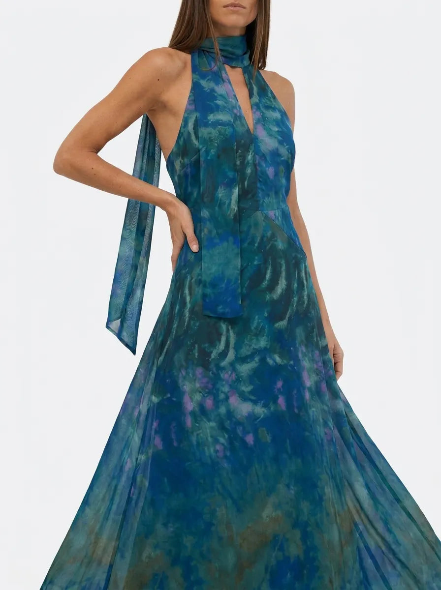 Sofia | Damen Maxikleid mit Blumenmuster und Cut-Out