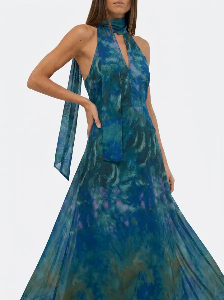 Sofia | Damen Maxikleid mit Blumenmuster und Cut-Out