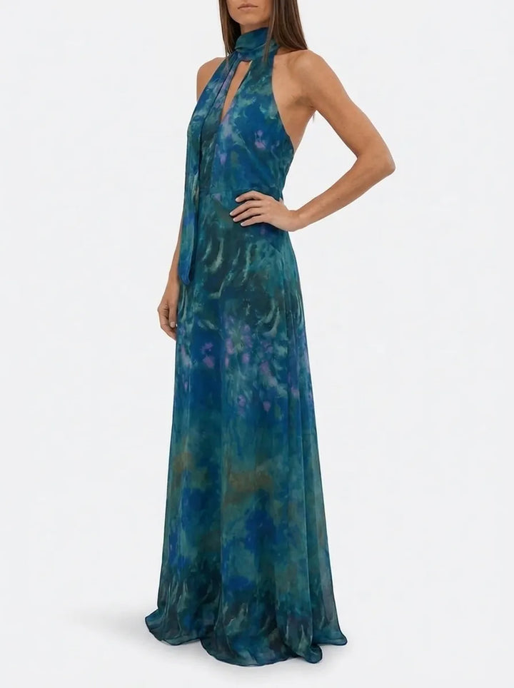 Sofia | Damen Maxikleid mit Blumenmuster und Cut-Out