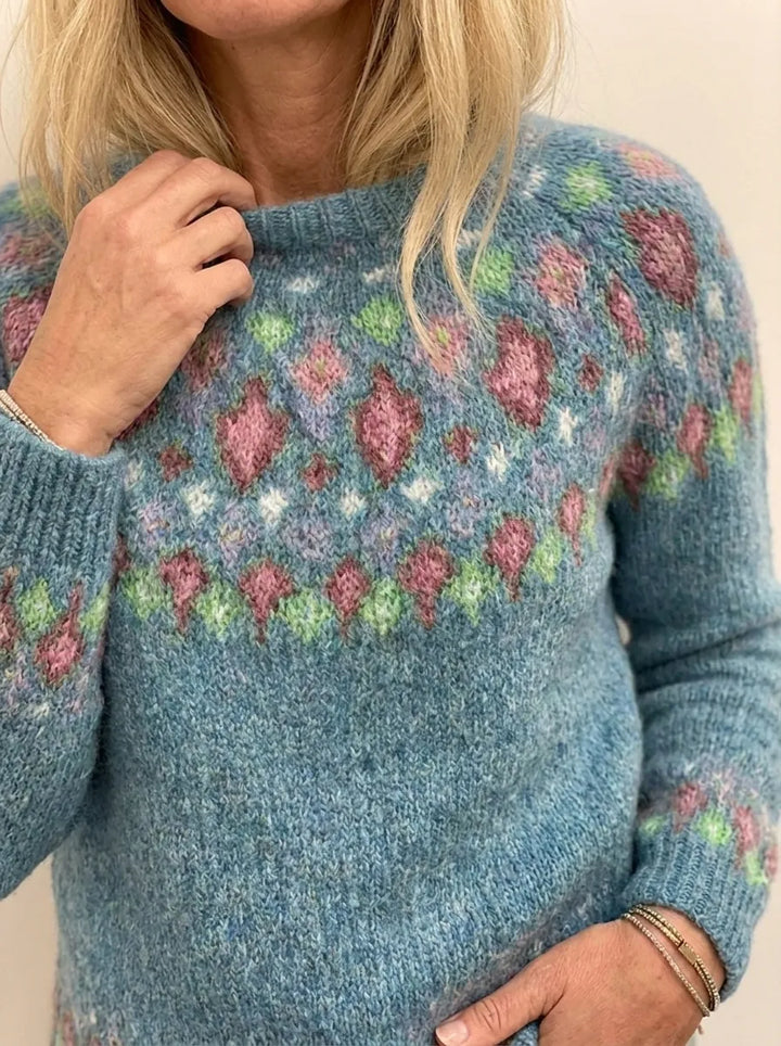 Ina | Lässiger Stilvoller Jacquard-Pullover für Damen mit Rundhalsausschnitt