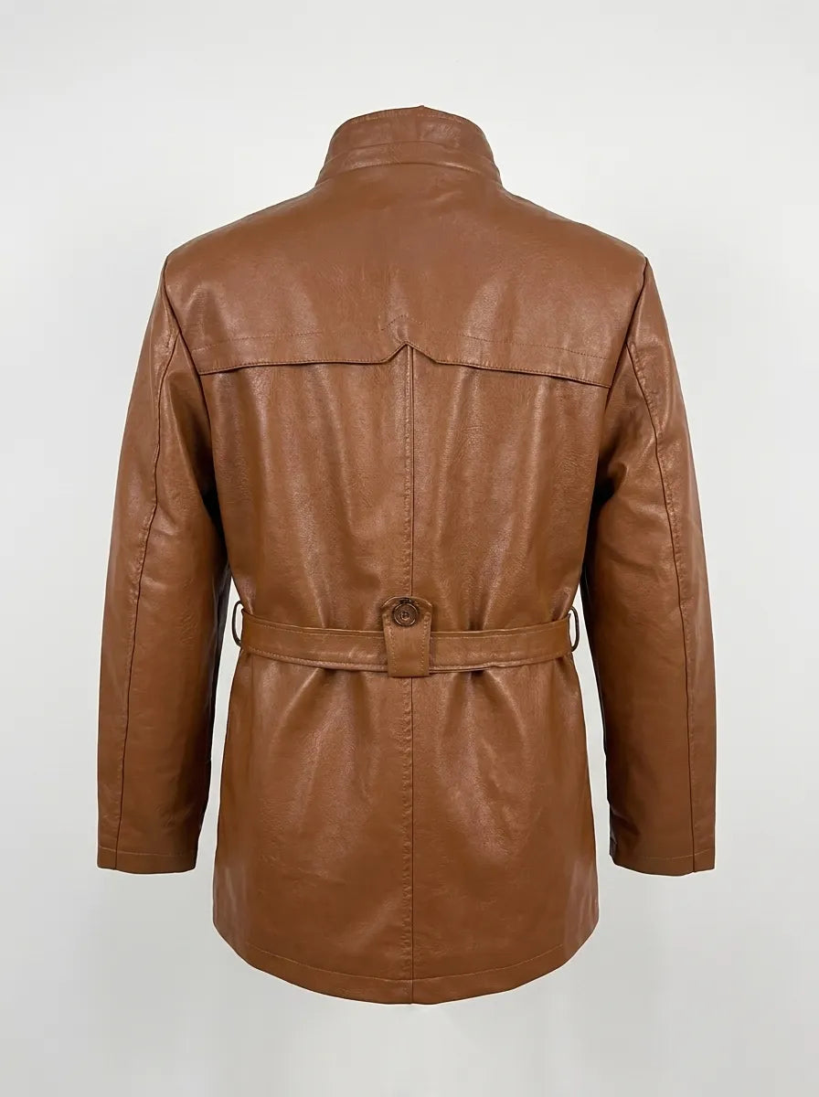 Elegante Lange Bikerjacke für Herren mit langen Ärmeln