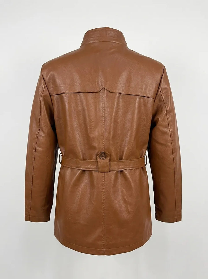 Elegante Lange Bikerjacke für Herren mit langen Ärmeln