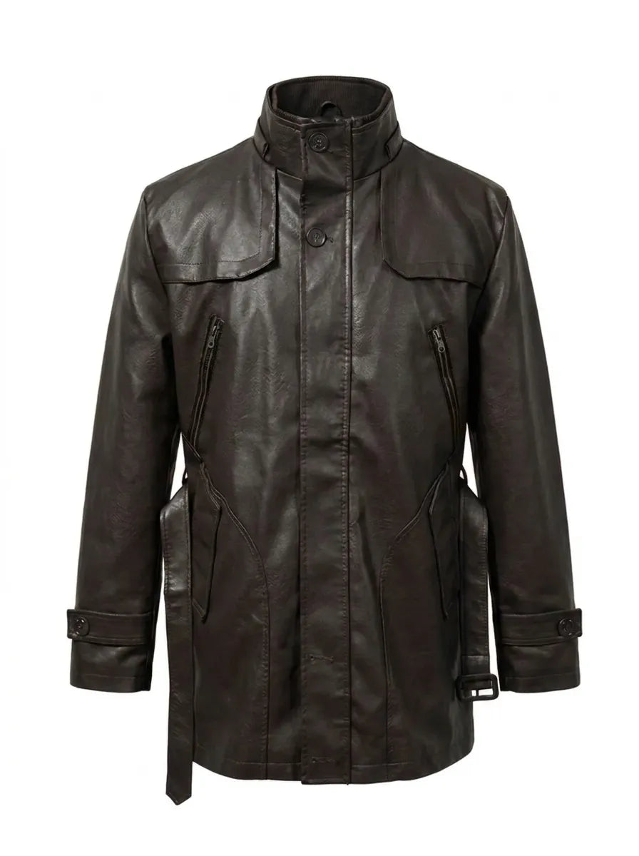 Elegante Lange Bikerjacke für Herren mit langen Ärmeln
