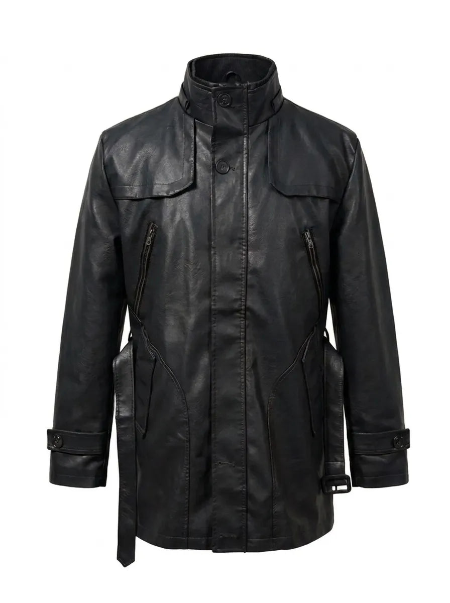 Elegante Lange Bikerjacke für Herren mit langen Ärmeln