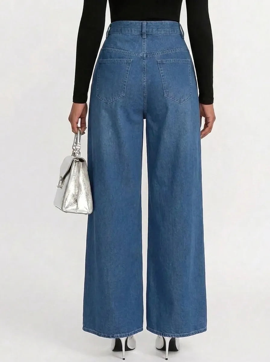 Pantalon large élégant pour femme à taille haute