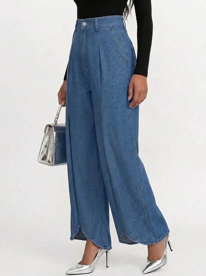 Pantalon large élégant pour femme à taille haute