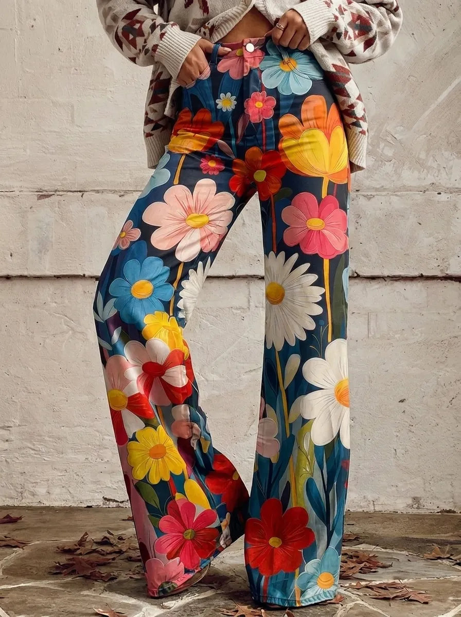 Chloé | Boho Vintage Hose für Damen mit weiter Passform und hohem Bund