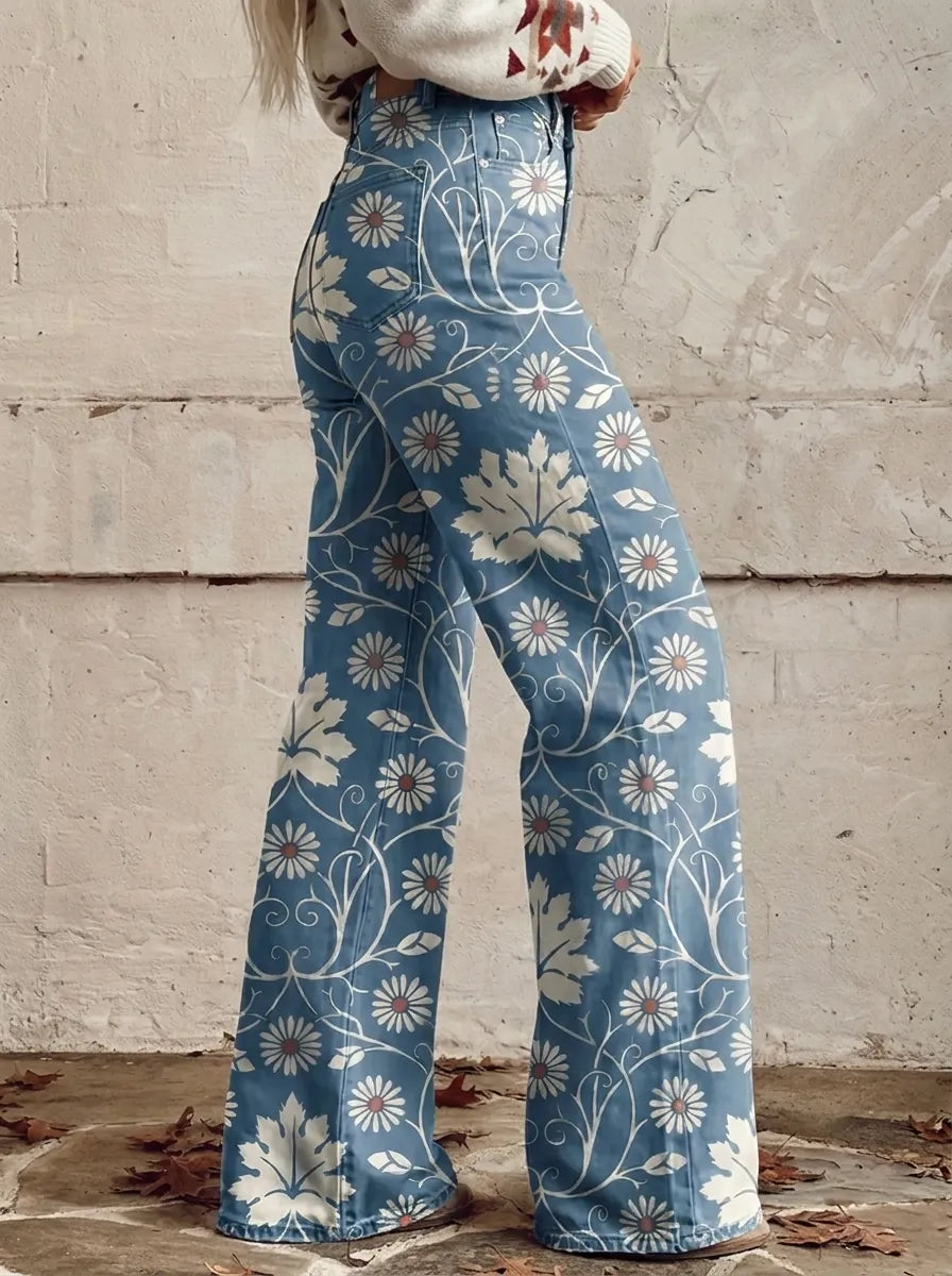 Chloé | Pantaloni boho vintage da donna dalla vestibilità ampia e a vita alta