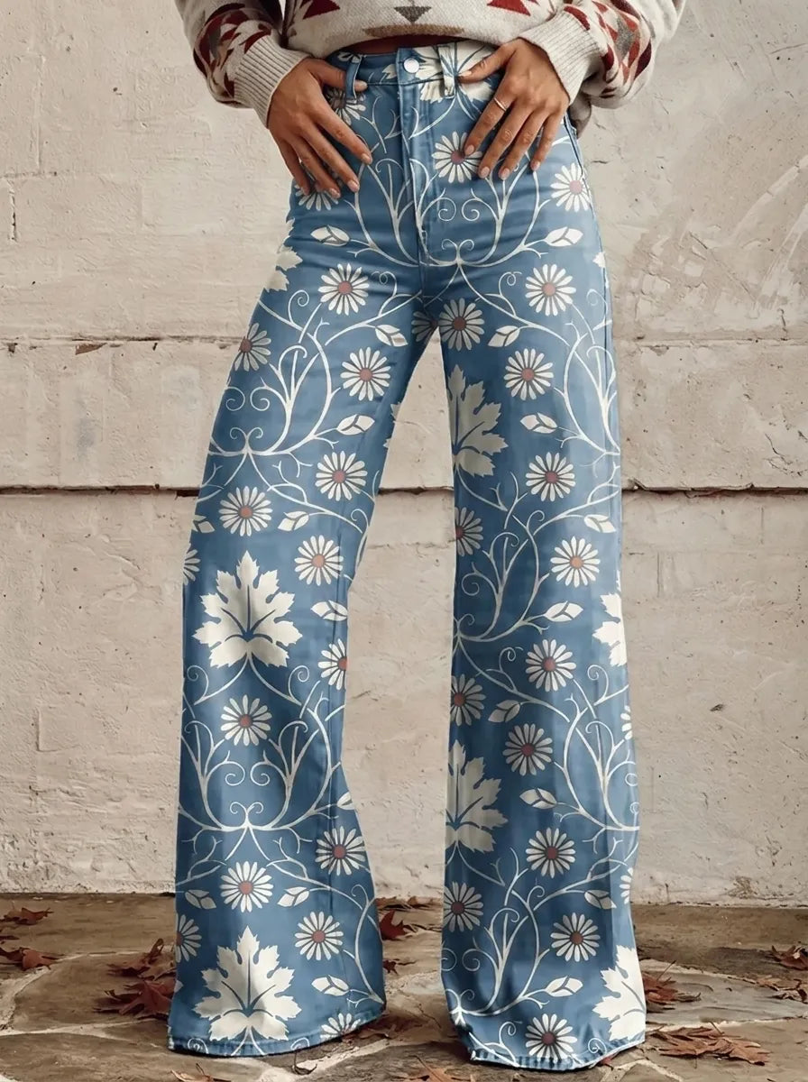 Chloé | Pantaloni boho vintage da donna dalla vestibilità ampia e a vita alta