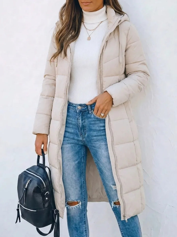 Rae | Lässige Kapuzen-Puffer-Daunenjacke für Damen mit langen Ärmeln