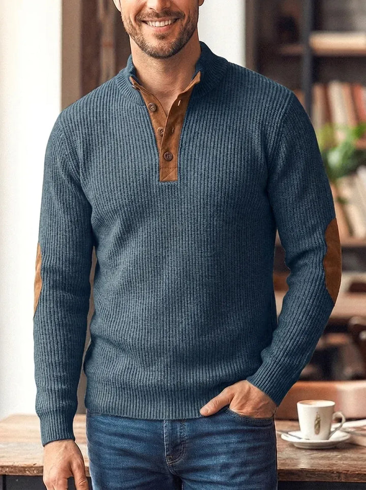 Fredrick | Gerippter Pullover für Herren mit Knopfleiste