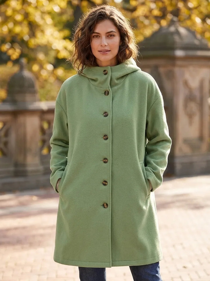 Melina | Damen Mantel Langarm Casual Plüsch Jacke mit Kapuze