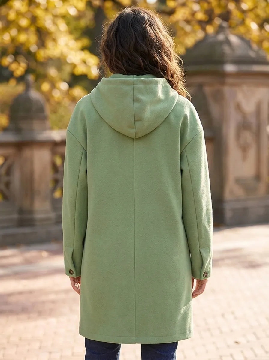 Melina | Damen Mantel Langarm Casual Plüsch Jacke mit Kapuze
