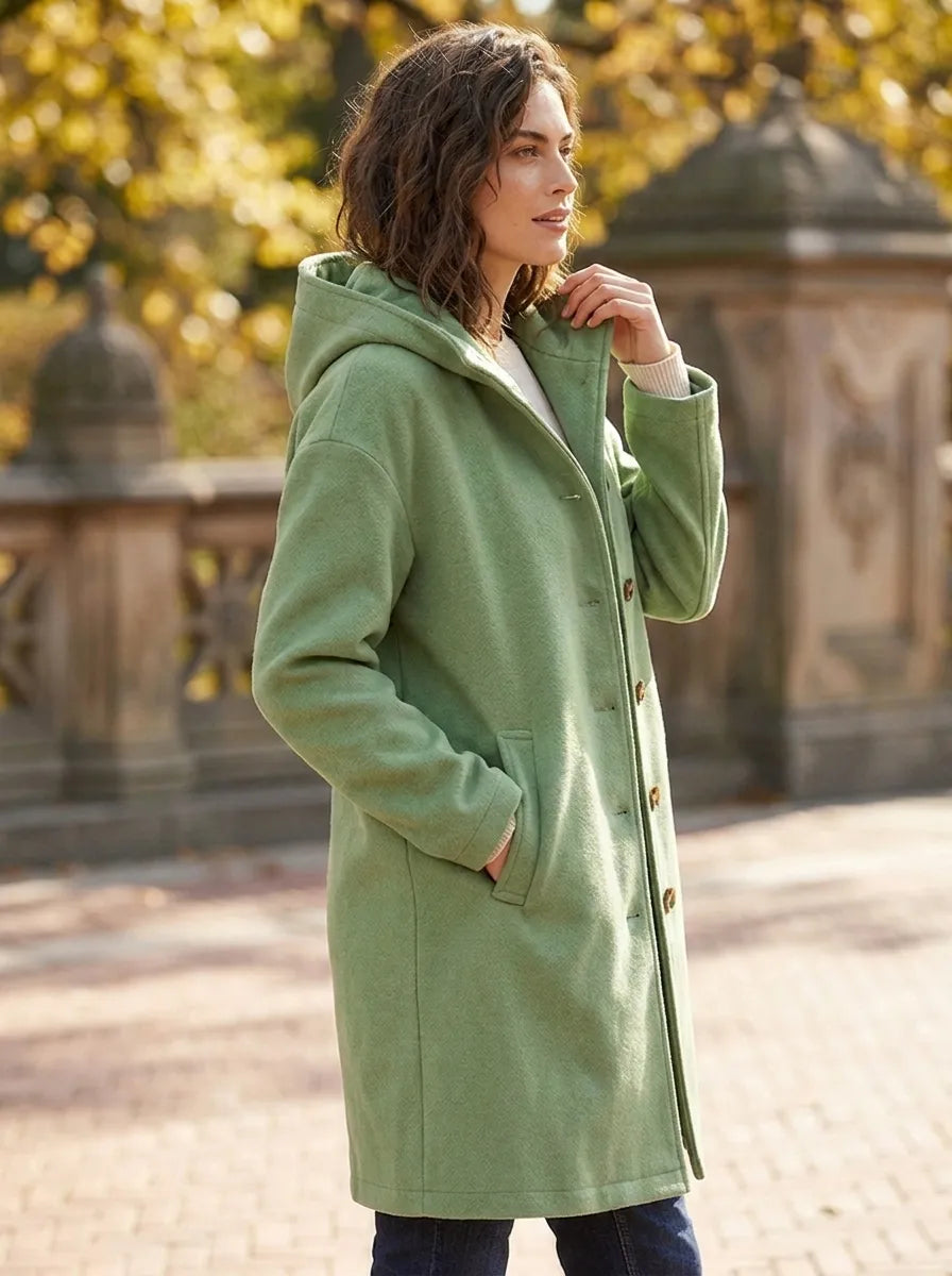 Melina | Damen Mantel Langarm Casual Plüsch Jacke mit Kapuze