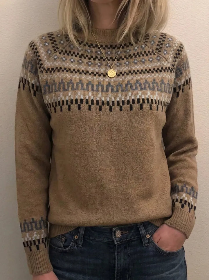 Mie | Retro Chic-Pullover mit Rundhalsausschnitt und langen Ärmeln