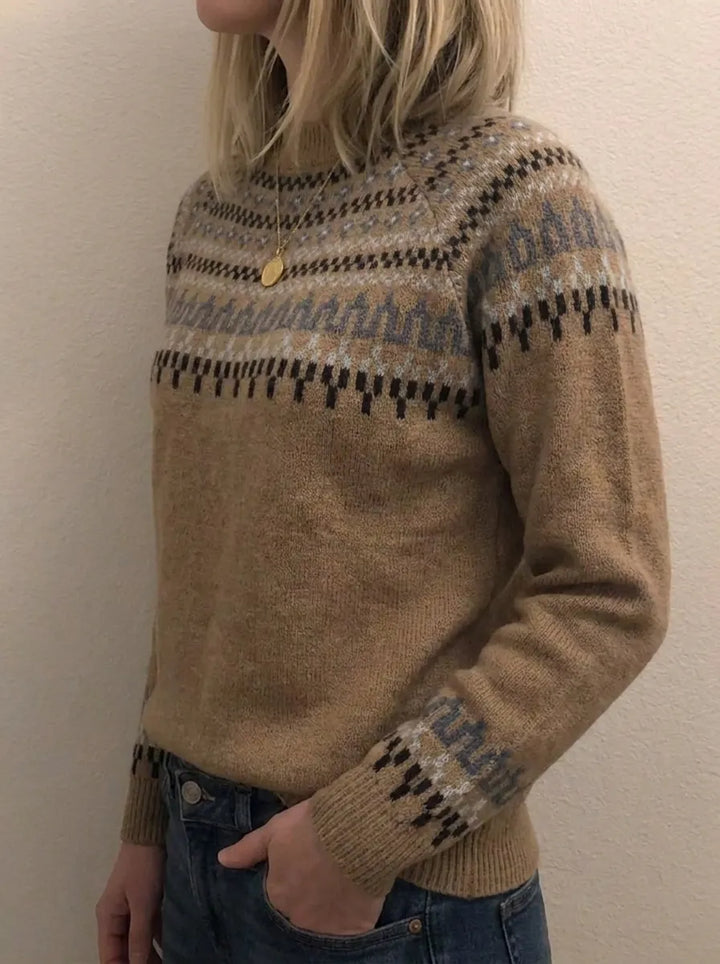 Mie | Retro Chic-Pullover mit Rundhalsausschnitt und langen Ärmeln